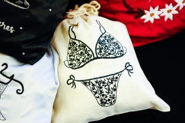 Laundry bag with underwear embroidery